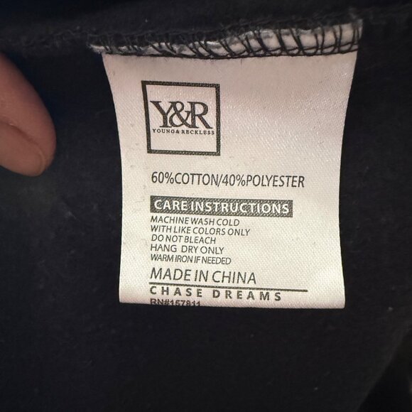 Young & Reckless Womens Cropped Hoodie Sweatshirt Black & Yellow - Picture 6 of 7